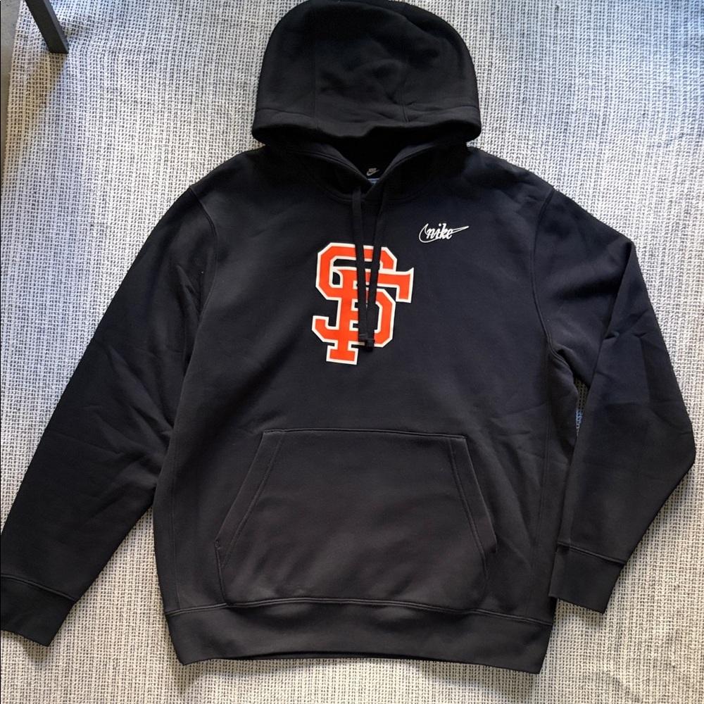 Nike Black Hoodie with Orange and White Accents